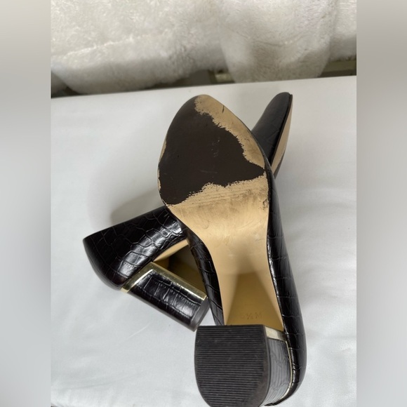 Talbot brown Croc Pointed Toe Block heel pump size 5 1/2 - Picture 6 of 7